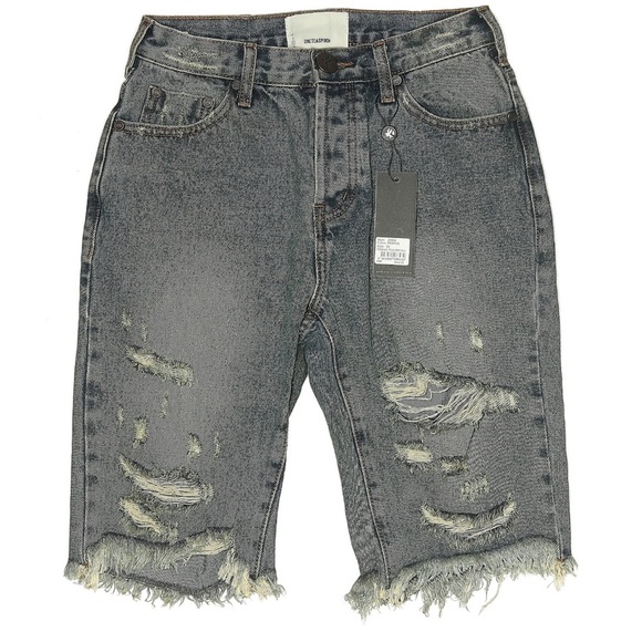 NWT One Teaspoon Memphis Truckers distressed denim jean shorts dark gray/black - Picture 5 of 6